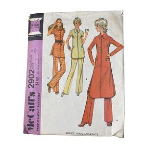 70s McCalls 2902 Misses Tunic Pant Sewing Pattern Size 10 Retro Vintage 1971 CUT